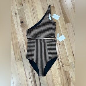 One-Shoulder Striped Swimsuit